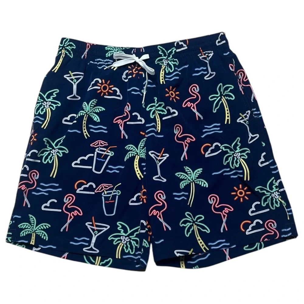 Chubbies The Neon Lights 7” Stretch Swim Trunks Men’s Medium Tropical Neon Print